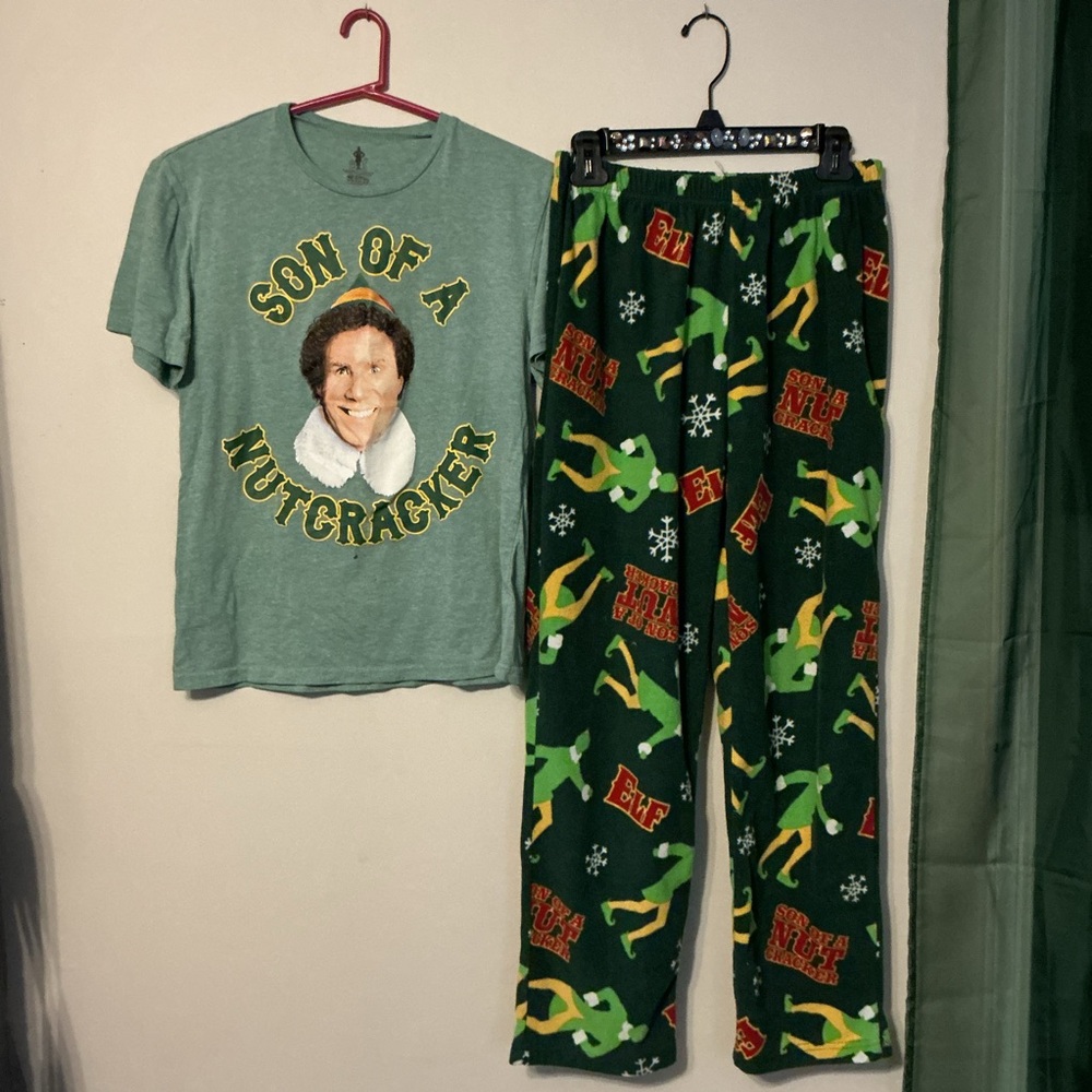 Elf Themed Green Kids Pajamas Set